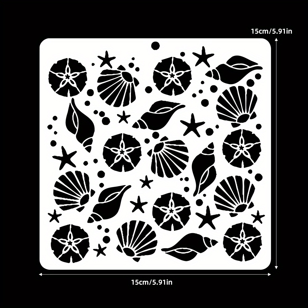 1pc 2024 New Arrivals Creative Conch Starfish Shells Stencils Reusable Design. Decor For Scrapbooking Crafts, Painting Album, Decorative Paper Cards, Spray Painting Tools. !