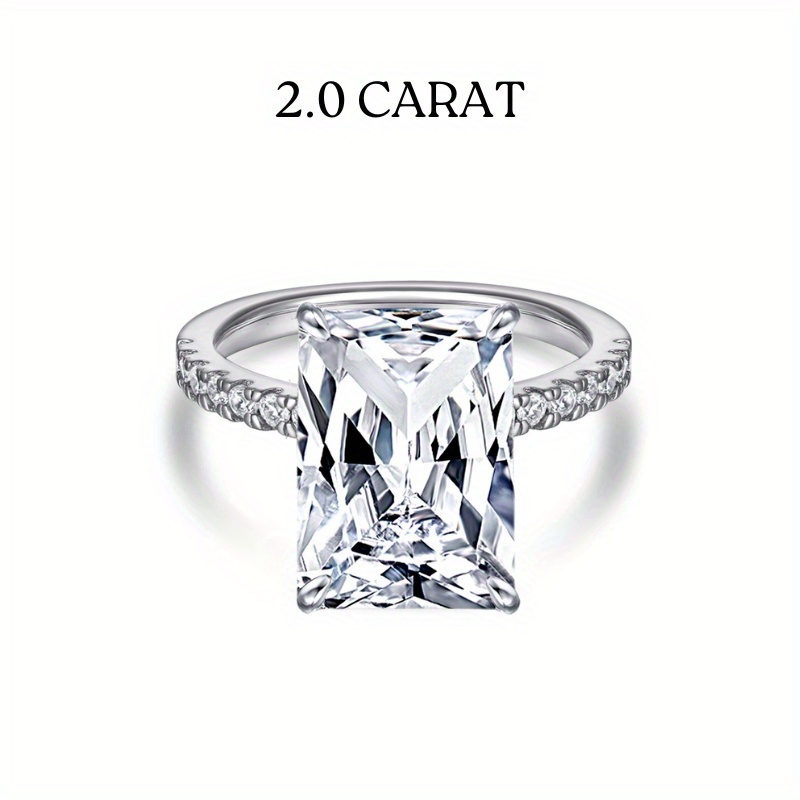 925 Silver Radiant Cut Moissanite Ring