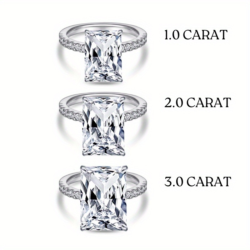 925 Silver Radiant Cut Moissanite Ring