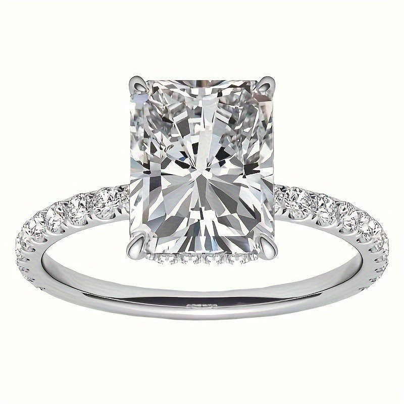 925 Silver Radiant Cut Moissanite Ring