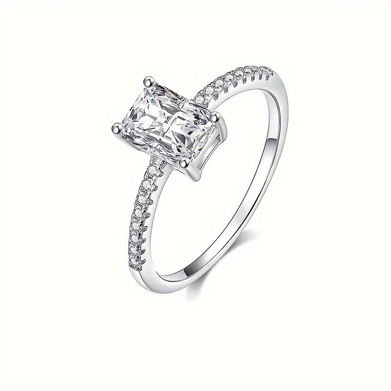 925 Silver Radiant Cut Moissanite Ring
