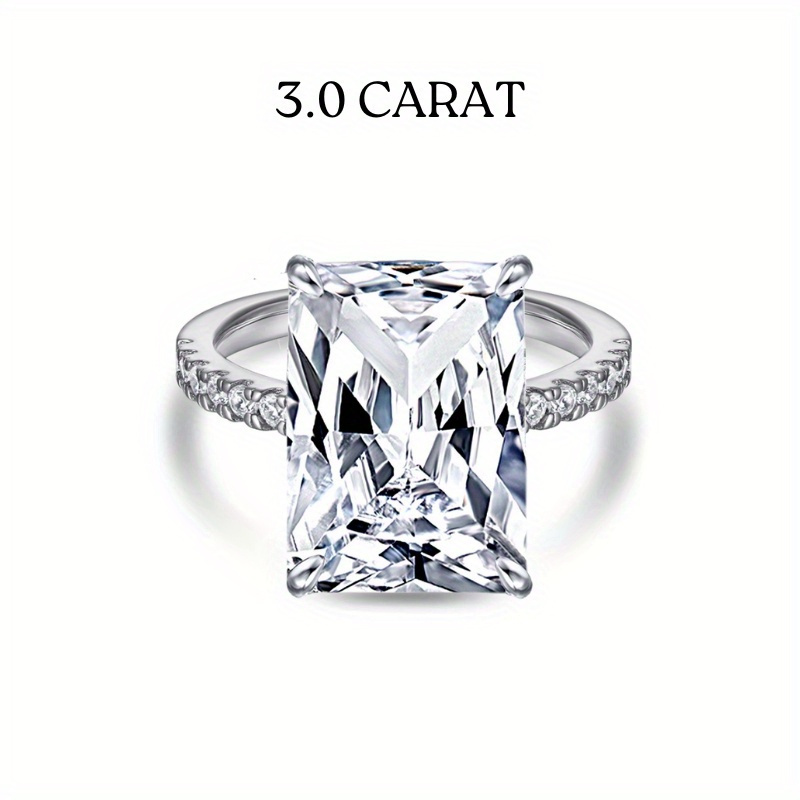 925 Silver Radiant Cut Moissanite Ring