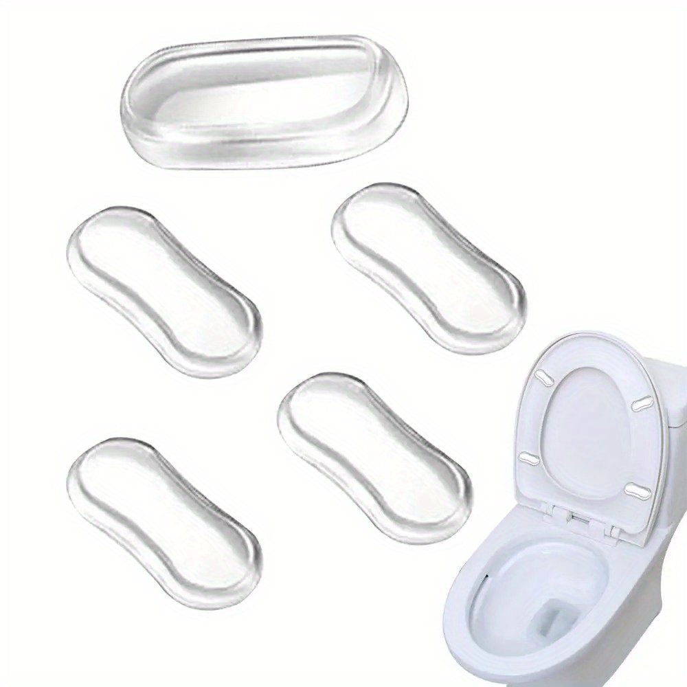 

5pcs Durable Toilet Seat Protector - Shock Absorbing, Silent, And Adhesive For Commercial Toilet Seats