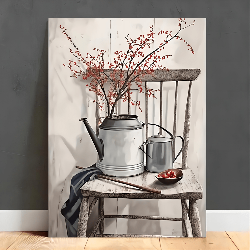 

1pc Wooden Framed Canvas Painting High Definition Printing Rustic Canvas Print Poster Farmhouse Flowers Artwork Home Decor For Bedroom Living Room Bathroom Perfect Gift Ready To Hang (out Of The Box)