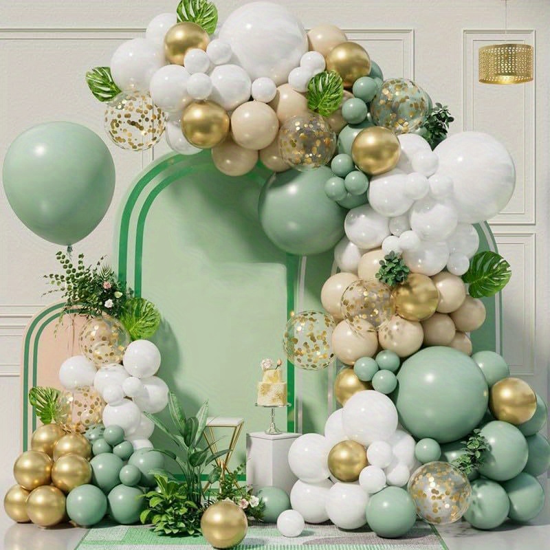 

99-piece Olive Green & Metallic Toned Balloon Arch Kit - Ideal For Weddings, Birthdays, Showers & More - Latex Balloons, No Electricity Required
