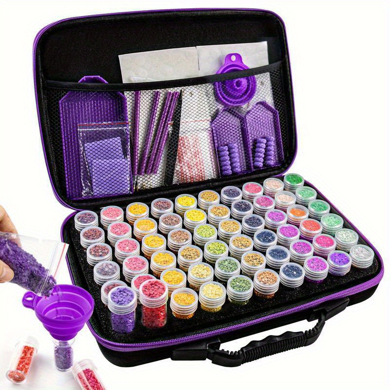 TEMU 1set, 30/60/120 Diamond Art Painting Tools Suit Diamond Storage Tools Bead Storage With Diamond Painting Accessories Tools Kit