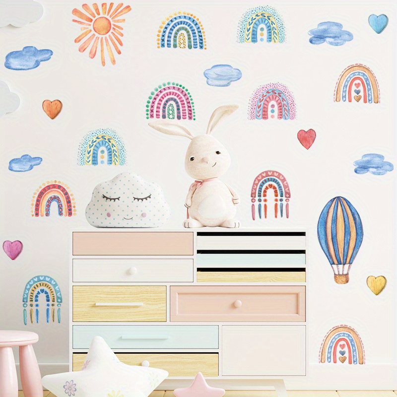 Lot De 78 Stickers Muraux Bohème Cœur - Déco Chambre Enfant Fille Bébé Salon Marron Naturel