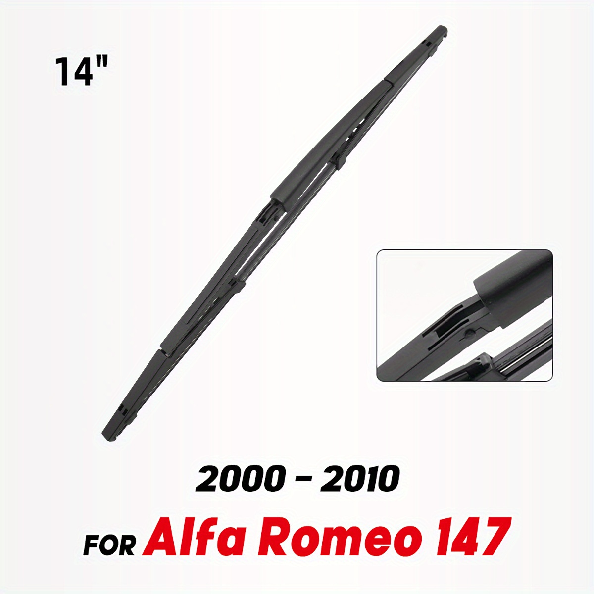 TEMU Spazzola tergicristallo posteriore "14" per Alfa 147, modelli dal 2000 al 2010, inclusi gli anni 2001 al 2008, adatta per parabrezza e lunotto
