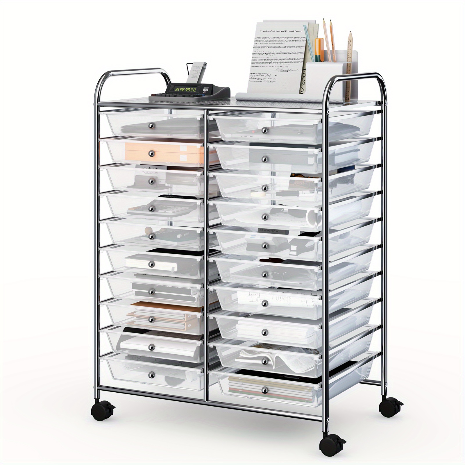 

Lifezeal 20 Drawers Rolling Cart Storage Paper Studio Organizer Bins Clear