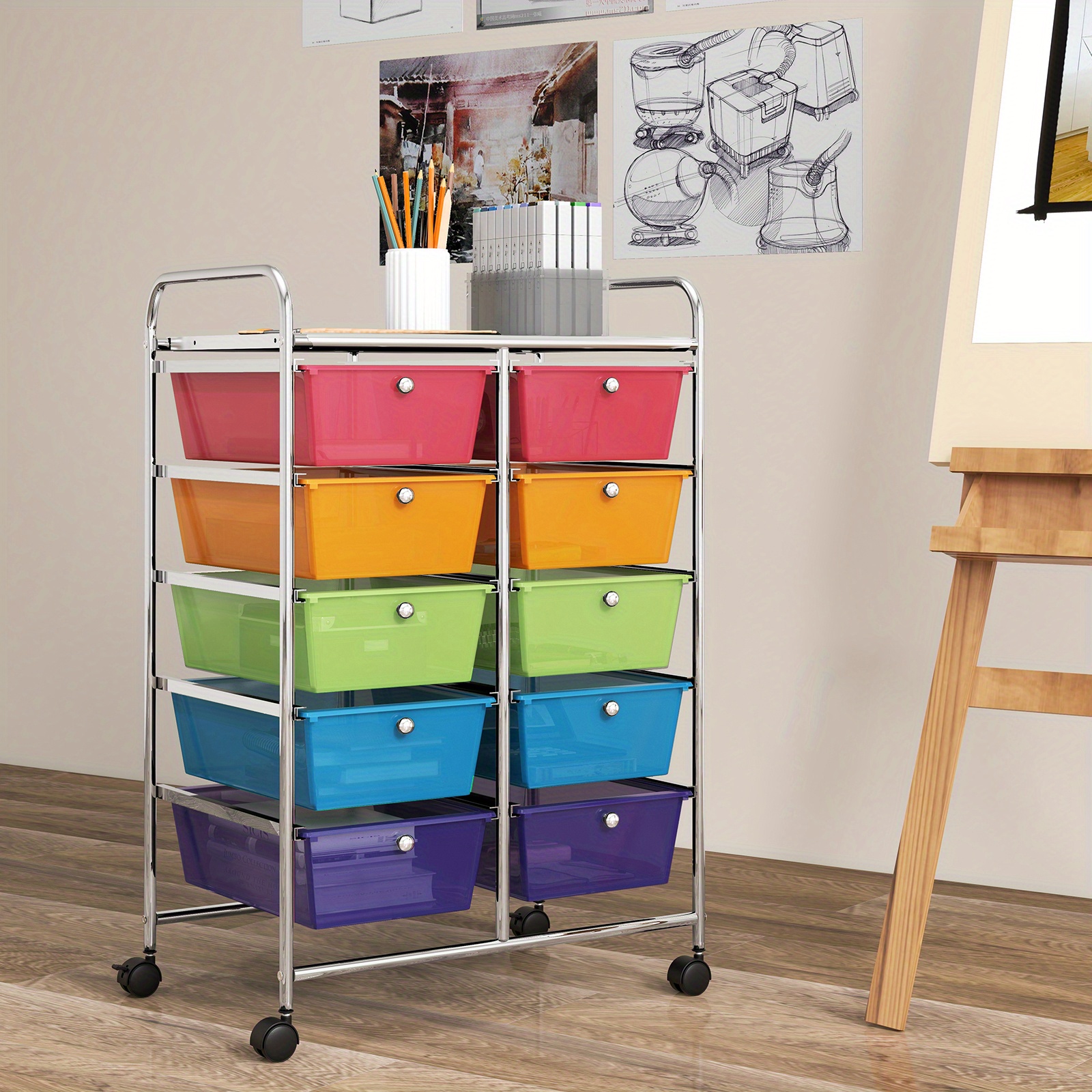 Online 5 Drawer Rainbow Rolling Storage Cart