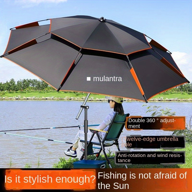 

Mulant Adjustable Fishing Umbrella, Large Anti-wind Sunshade With 360° Universal Joint, Thickened Uv Protection, Rain Resistant Outdoor Canopy, Modern Style For Anglers