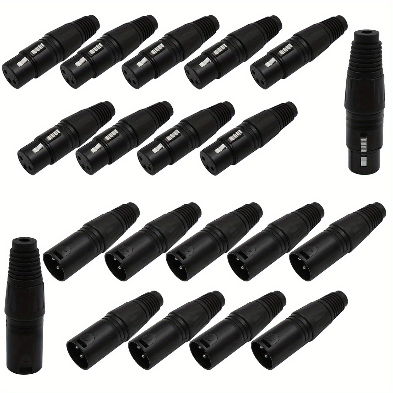 

3-pin Xlr Cable Connector 10 Pairs Male & Female Plug Cable Connector Microphone Audio Socket