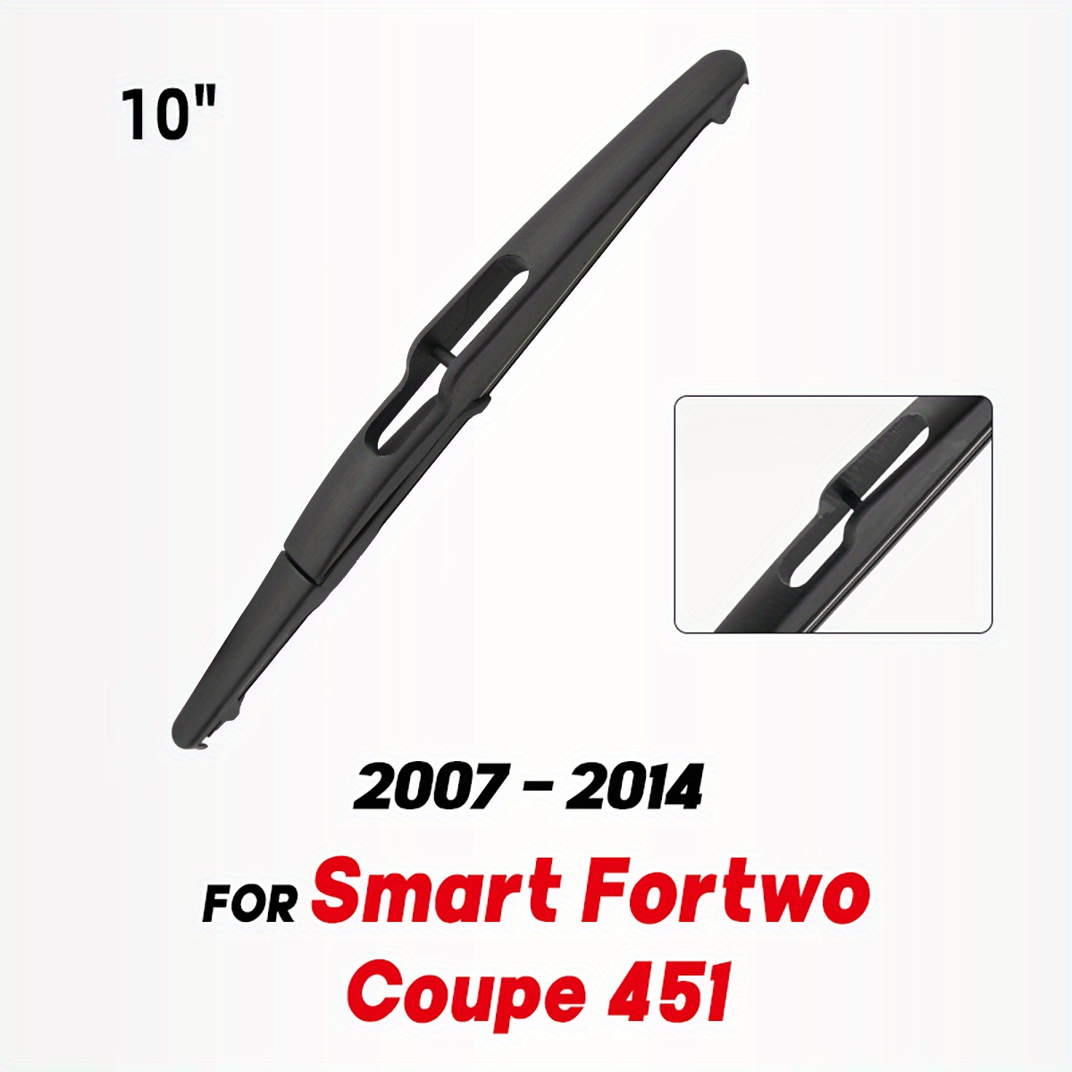 TEMU Spazzola tergicristallo posteriore "10" per Smart Coupe 451 modelli dal 2007 al 2014, adatta per il parabrezza posteriore