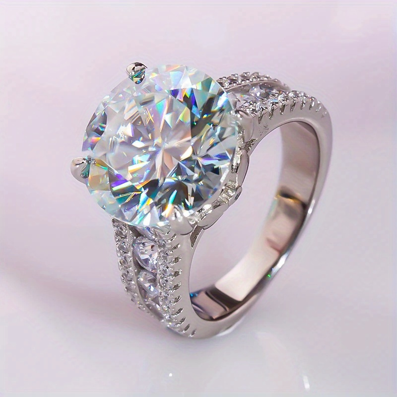 

Moissanite Ring: High Quality Jewelry For Women, Engagement Or Evening Parties - 925 Silver With 18k Golden Plating