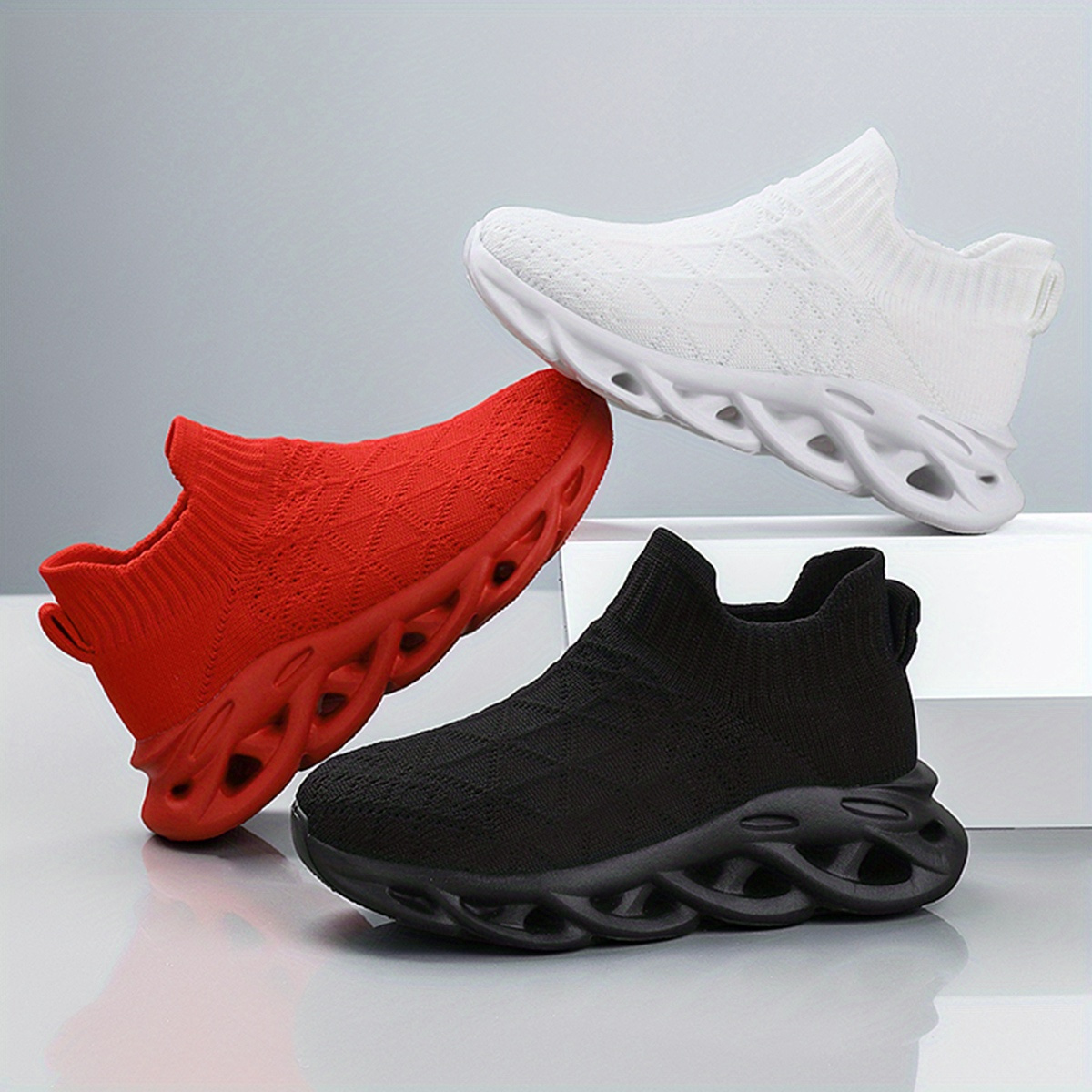 

Trendy Cool Solid Color Slip On Woven Shoes For Girls, Breathable Lightweight Non-slip Sneakers For All Seasons