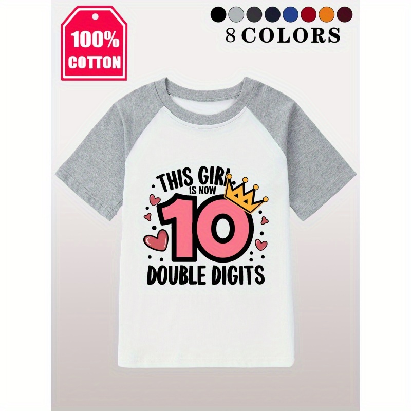 

Birthday Girl 10 Double Digits Print - Engaging Visuals, Casual Raglan Short Sleeve T-shirts For Boys - Cool, Lightweight And Comfy Summer Clothes!