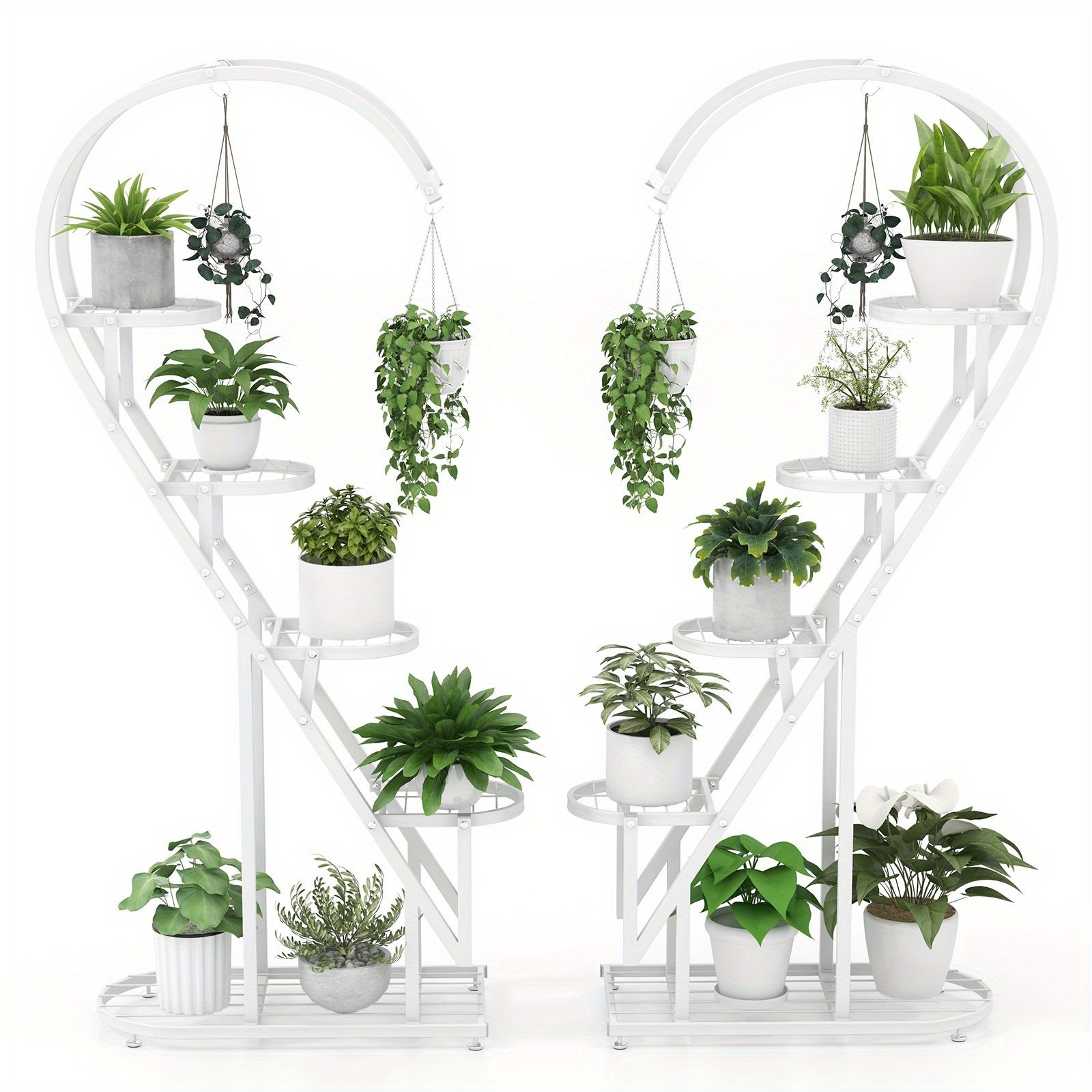 

Lifezeal 5 Tier Metal Plant Stand Heart-shaped Shelf W/hanging Hook For Multiple Plants