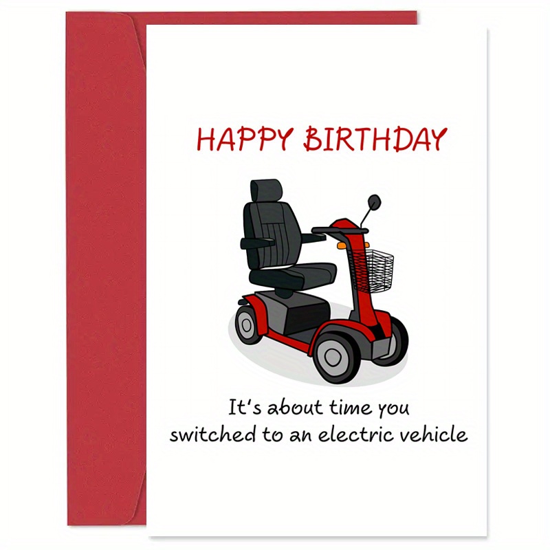 

Funny Happy Birthday Greeting Card With Electric Scooter Design, Humorous Over-the-hill Gift For Men, Women, Dad, Sister, Brother, Husband, Boyfriend, Milestone Ages (1-pack, 4.7" X 7.1")