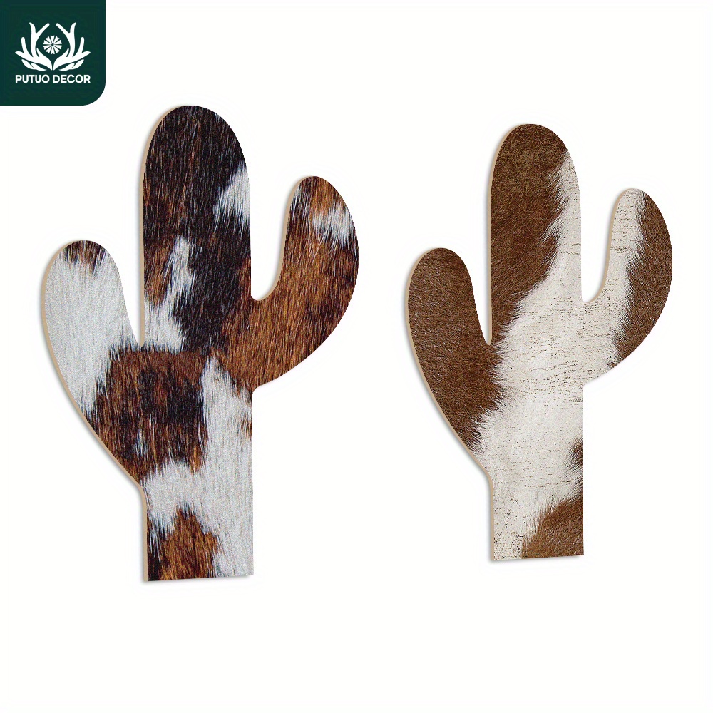 

2pcs Set Of -shaped Wooden Cowhide Pattern - For , Decor, , Dining Area & - No Needed, -free