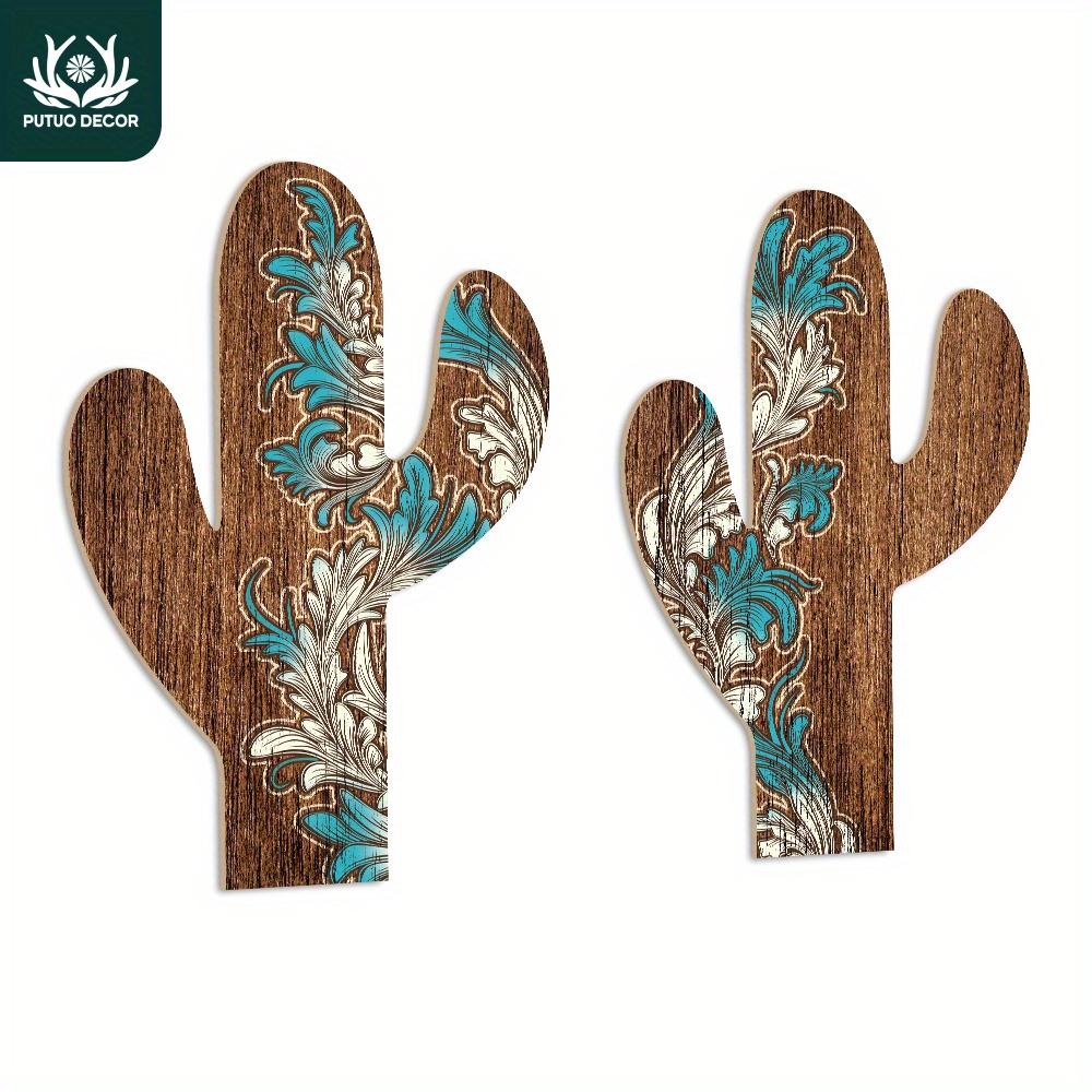 

2pcs Set Of Mexican Cactus Wooden Signs - With White , Home, Farmhouse, Cafe Decor, Cactus Decor