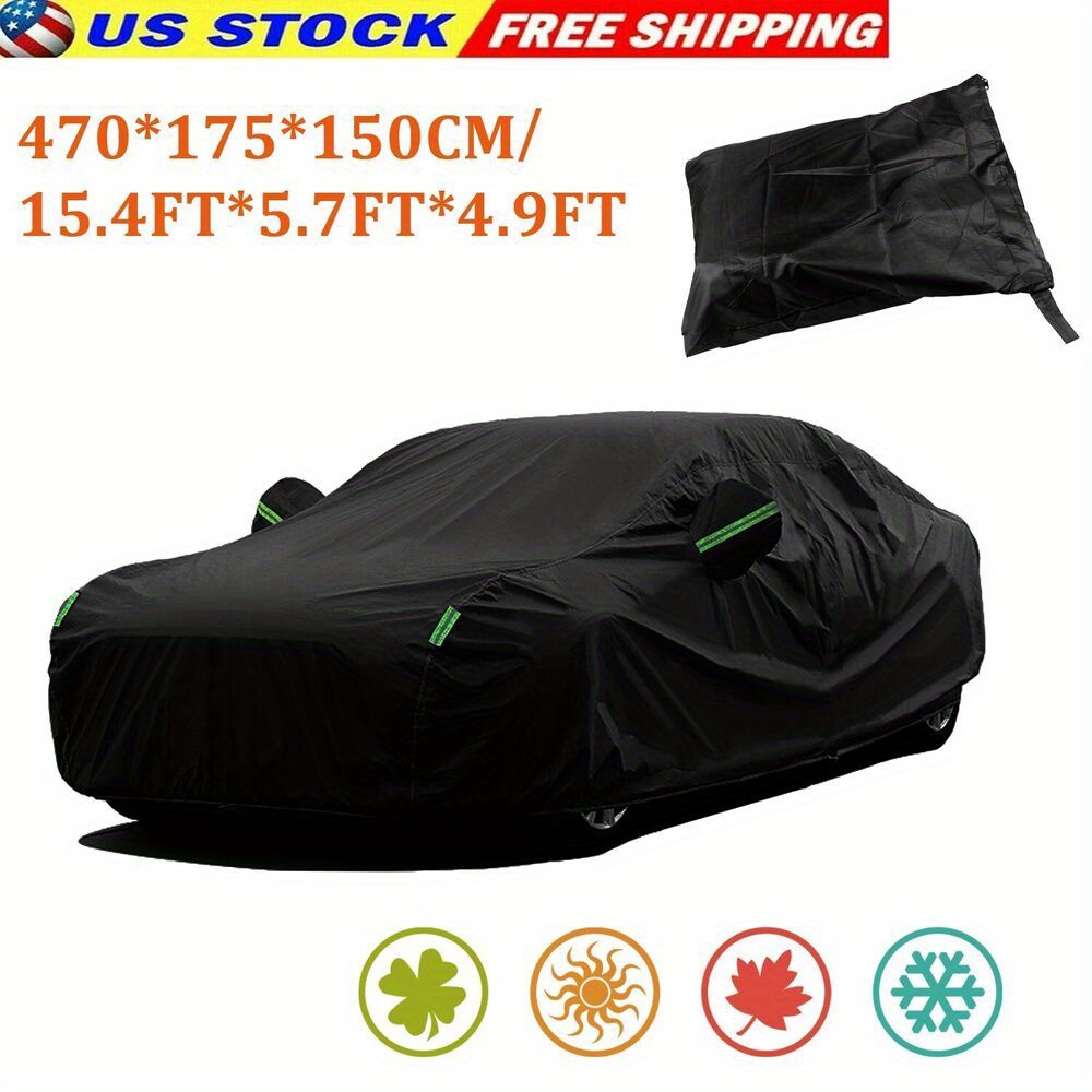 TEMU 15.4*5.7*4.9ft Full Car Cover All Weather Uv Protection Dust Automotive Cover Outdoor Universal Full Cover