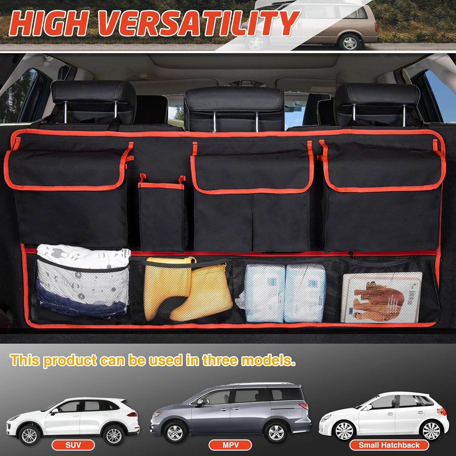 

Car Storage Organizer With Adjustable Straps Car Back Seat Hanging Organizer With Multiple Storage Bags Fit Most Vehicle Suv Trunk Organizer