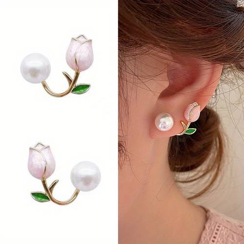 1pc pink stud earrings luxury niche design earrings exquisite earrings woman jewery girlfriend gifts jewelry gift birthday gifts mothers day gifts ideal for christmas and halloween gifts