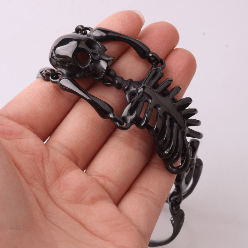 

Men's Decorated Stainless Steel Gothic Skeleton Bracelet 8.27inch