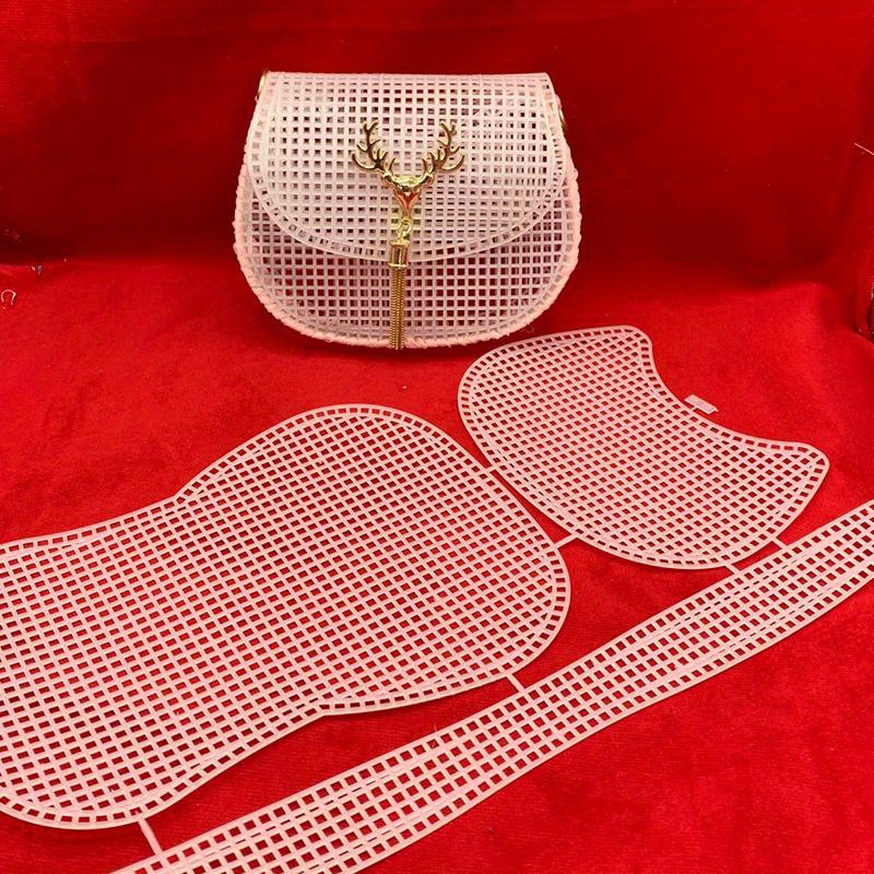 

Plastic Mesh Liner For Horseshoe Bags, Weaving Spinning Insert Set - Durable Craft Grid Panels For Bag Shaping & Support