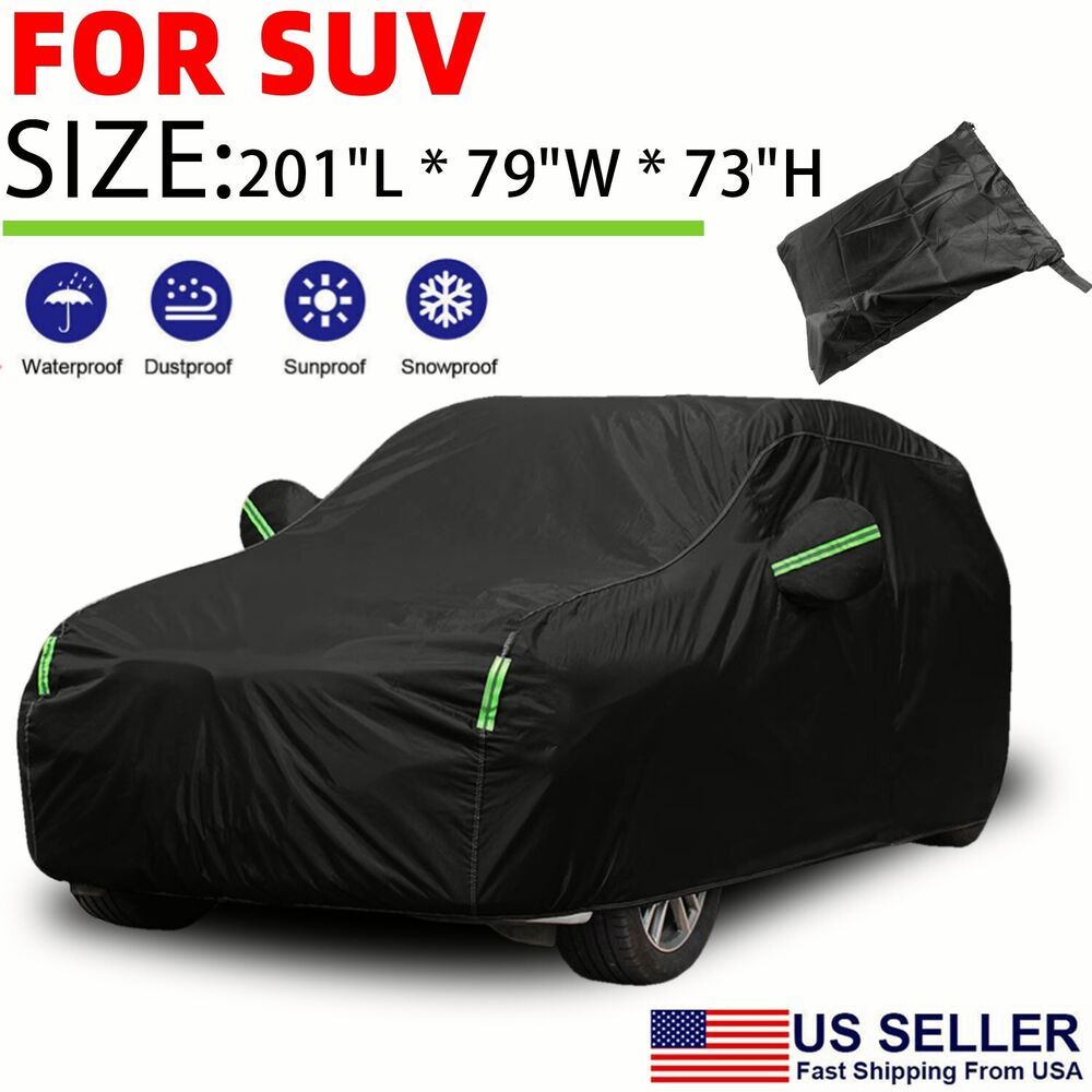 TEMU 16.7*6.6*6.1ft Full Car Weather Uv Protection Dust Rain Resistant Automotive Cover 190t Outdoor Suv Universal Full Cover