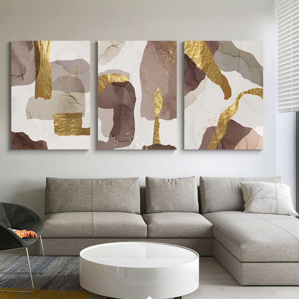 

Framed 3 Piece Abstract Marble Print Paintings Brown Gold Foil Marble Canvas Paintings Modern Wall Art Minimalism Poster And Print Wall Art Picture Bedroom For Living Room Home Decor Artwork