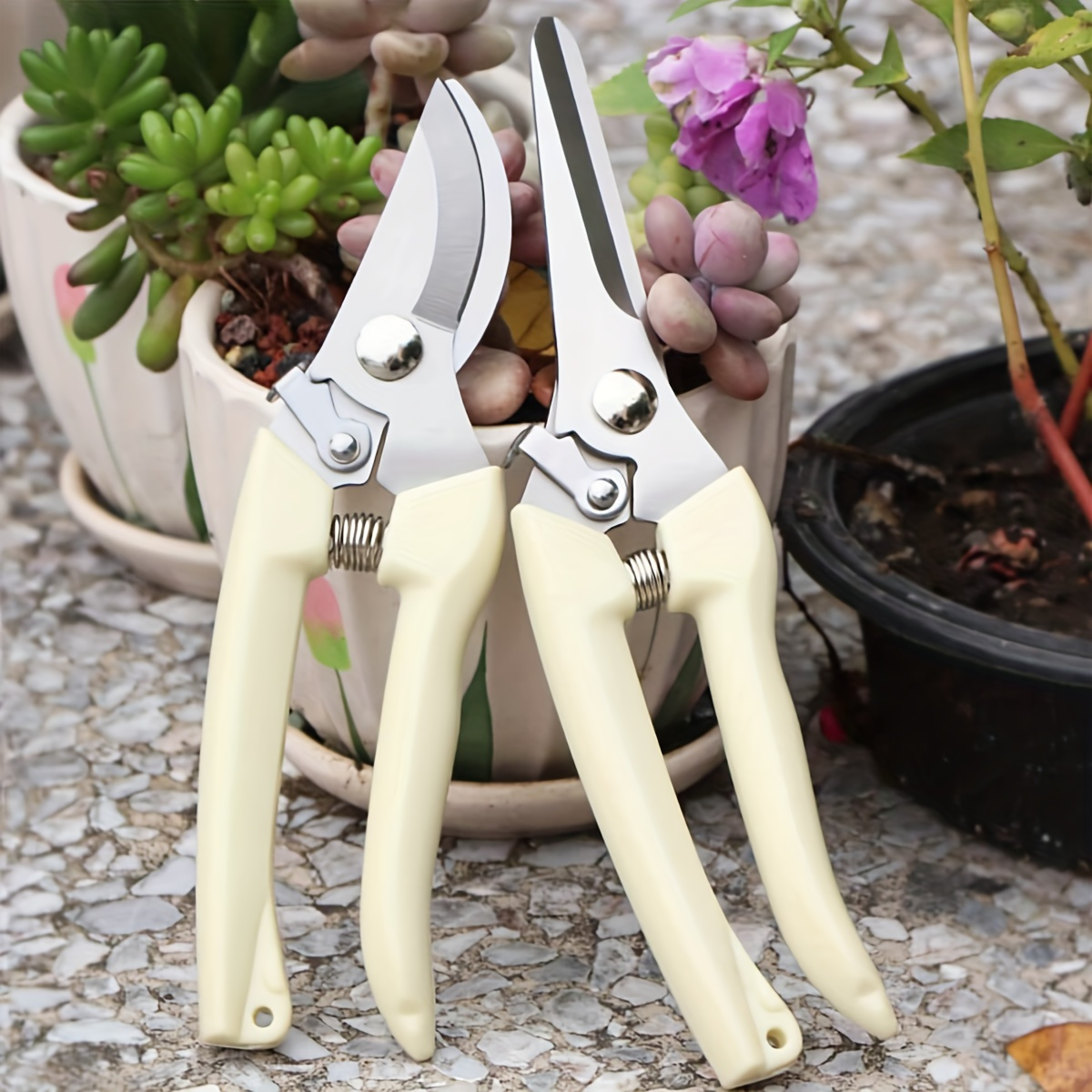 

Stainless Steel Pruning Shears Set - 1pc/2pcs, Sharp Blades For Flower Cutting, Plant Trimming, Bonsai & Fruit Harvesting