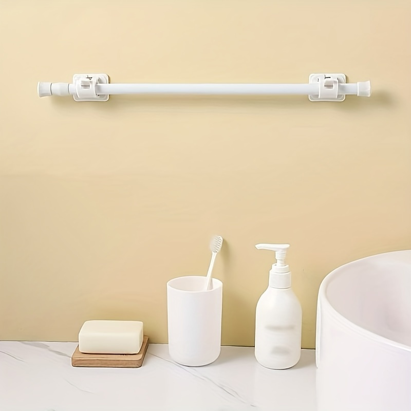 

Adjustable No-drill Telescopic Towel Bar - Non-slip, Multi-functional Rod With Bracket Mounts For Bathroom, Closet, Kitchen Utensils Holder