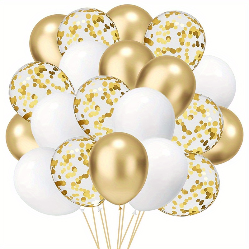 

40-piece Gold & White Balloon Set - Metallic Confetti Latex Balloons For Weddings, Birthdays, Graduations & More - Versatile Party Decorations