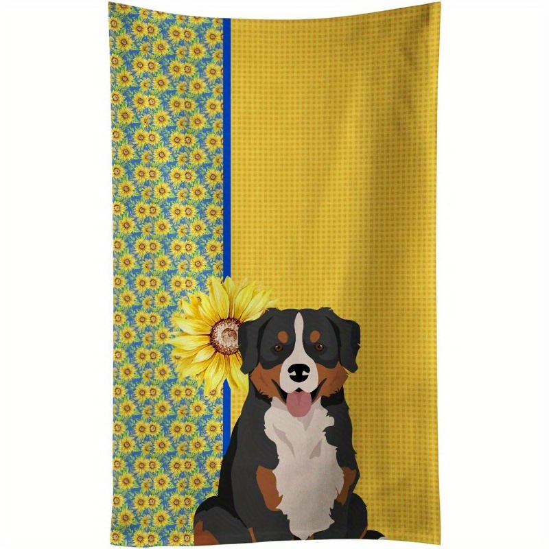 

Bernese Kitchen Towels Set, Sunflower Theme, Woven Polyester Blend, Modern Style Animal Decor, Super Soft, Machine Washable, Multipurpose Dish Cloths And Hand Towels, 18"x26" - Pack Of 1