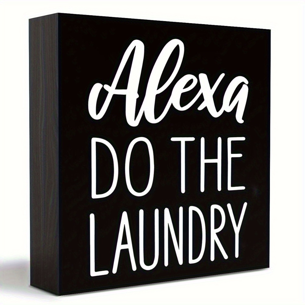 

1pc Classic , Wooden Black White Decorative Letters Plaque For Shelf Living Room Bathroom Laundry Decor ( Do )