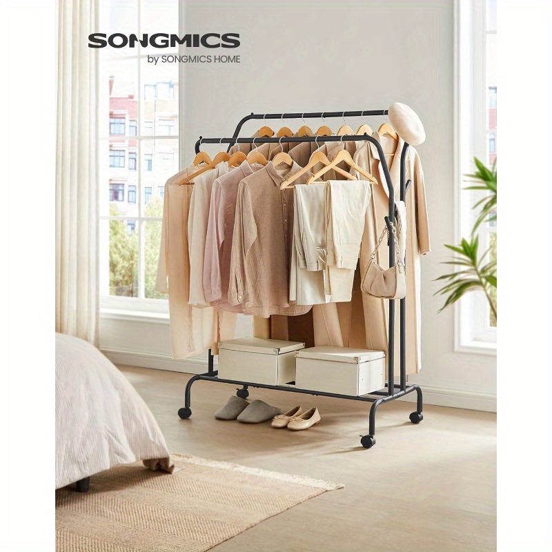 

Songmics Clothes Rack, Double-rod Clothing Rack With Wheels, Heavy-duty Metal Frame, Garment Rack, 220 Lb Max. Total Load, 40.7 Inches Wide, Clothes Storage And Display