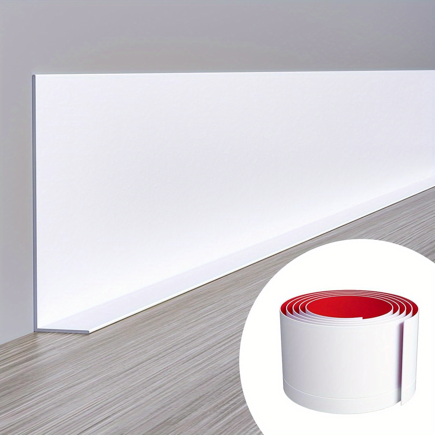 

White Flexible Baseboard Molding Trim, 5 Inch (wide) Peel And Stick Rubber Wall Trim Molding, Self-adhesive Vinyl Wall Base Cove Base