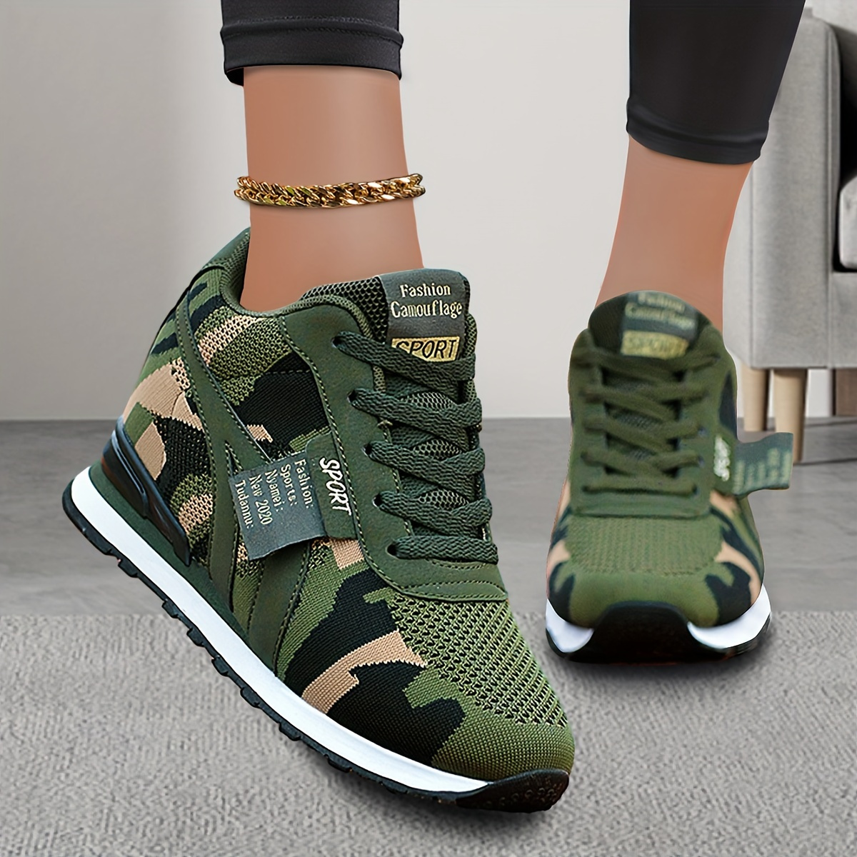 

Women's Camouflage Pattern Sneakers, Casual Lace Up Outdoor Shoes, Comfortable Low Top Running Shoes