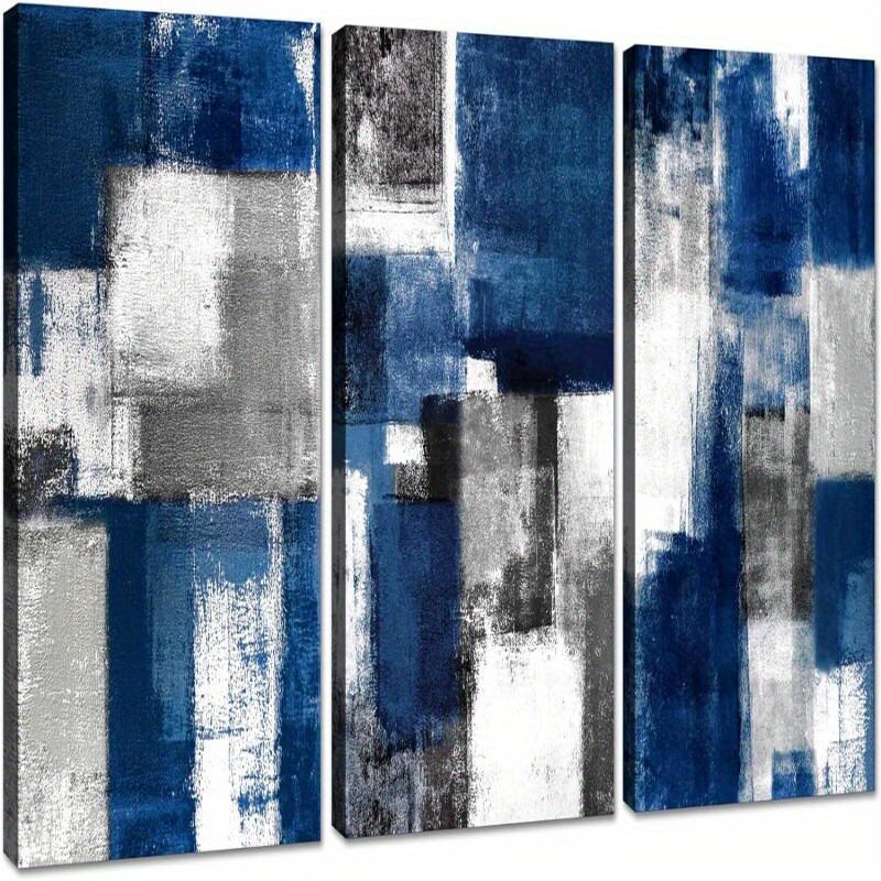 

Blue And Gray Abstract Wall Art For Living Room Wall Paintings Canvas Prints Art Ready To Hang For Bathroom Bedroom Office Decor Artwork Print - Thickness 1.5 Inch