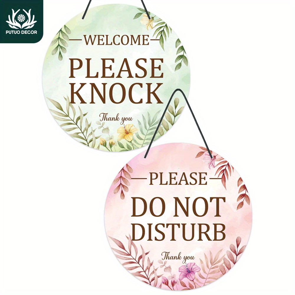 

Reversible Double-sided Pvc Sign - 'please ' & 'thank You Welcome, Please Knock' - Home, Farmhouse, Spa, Lounge, Bookstore, Florist Shop Decor