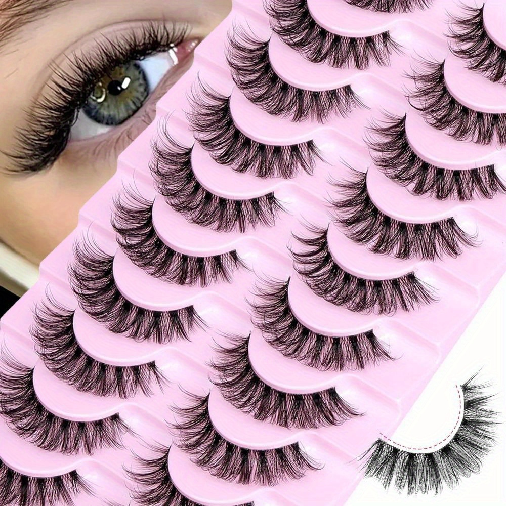 

10 Pairs Fluffy & Wispy 3d Volume False Eyelashes - D , Natural Look For Daily Wear Or Special Occasions