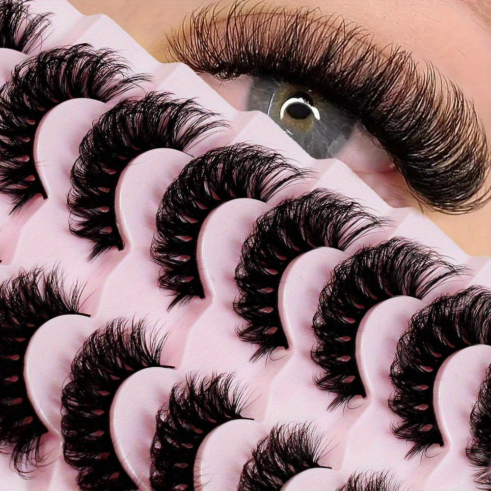 

7 Pairs Wispy Cat Eye False Eyelashes - Natural Look, Fluffy Strip Lashes Piece, Unscented