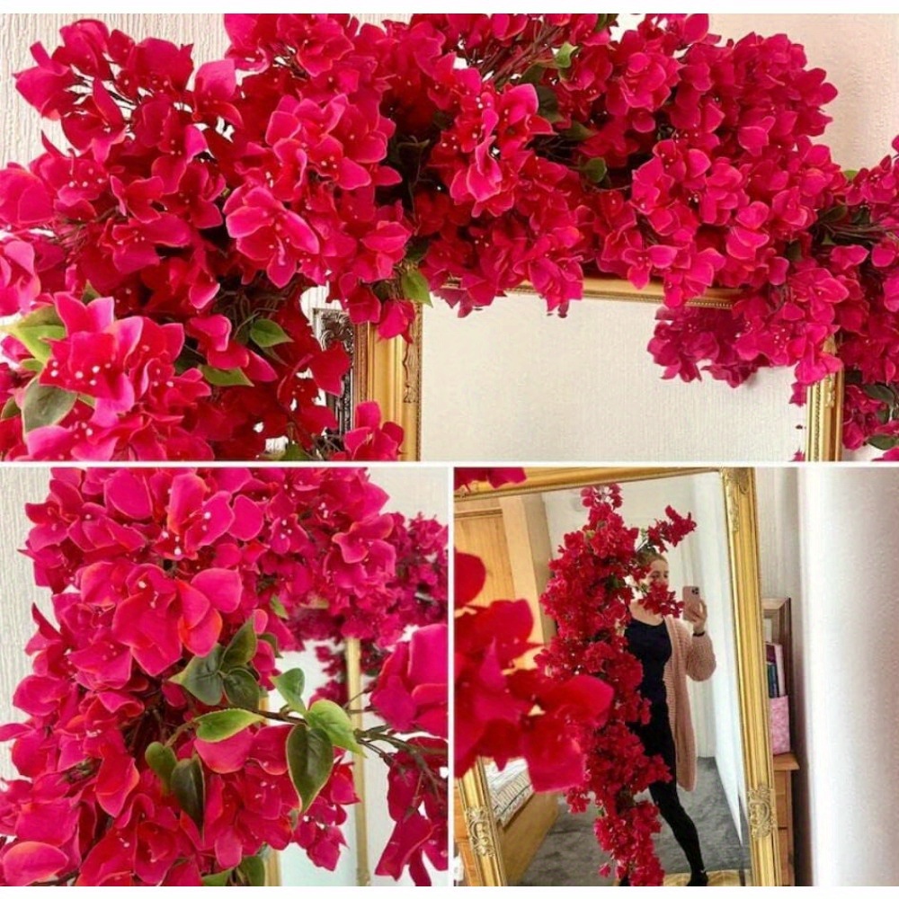 

8pcs Bougainvillea Artificial Flowers Stems Full Floral Branches For Home, Garden, Office Decor, Wedding Centerpieces, Table Decor, Party, Hotel Decorations