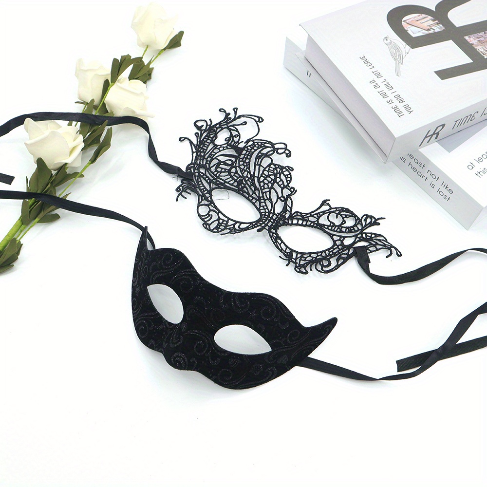 2pcs masquerade mask couple lace plastic venetian - Temu South Africa