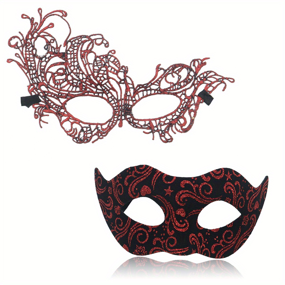 2pcs masquerade mask couple lace plastic venetian - Temu South Africa