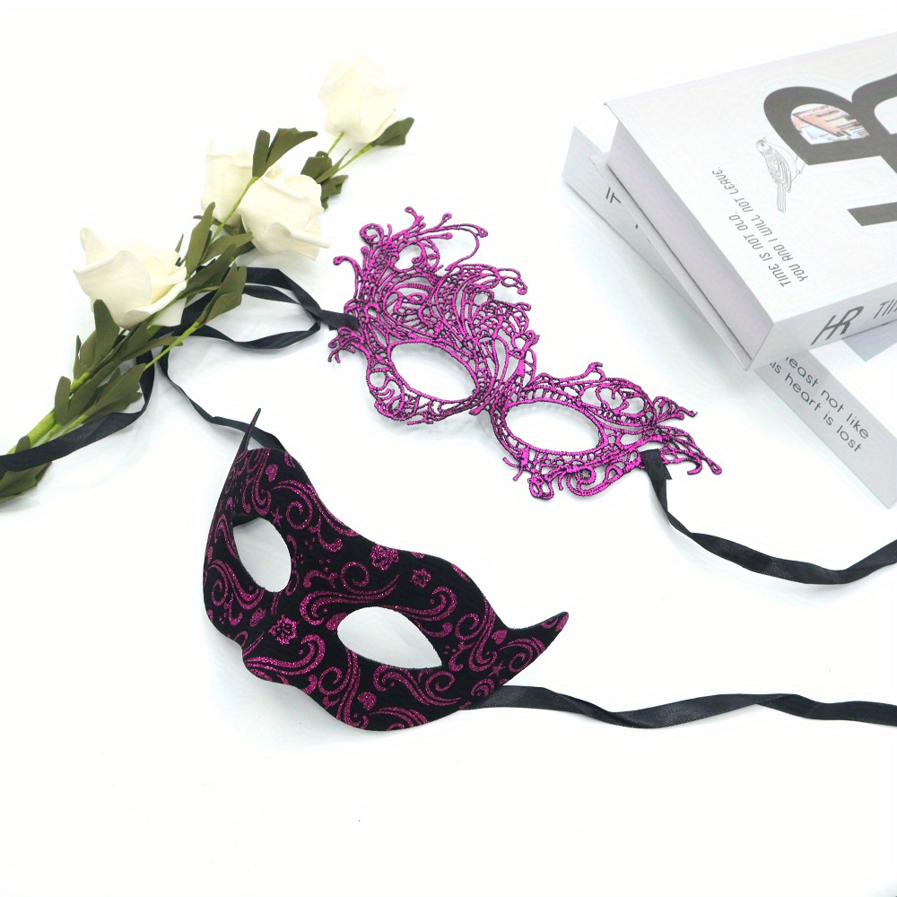 2pcs masquerade mask couple lace plastic venetian - Temu South Africa