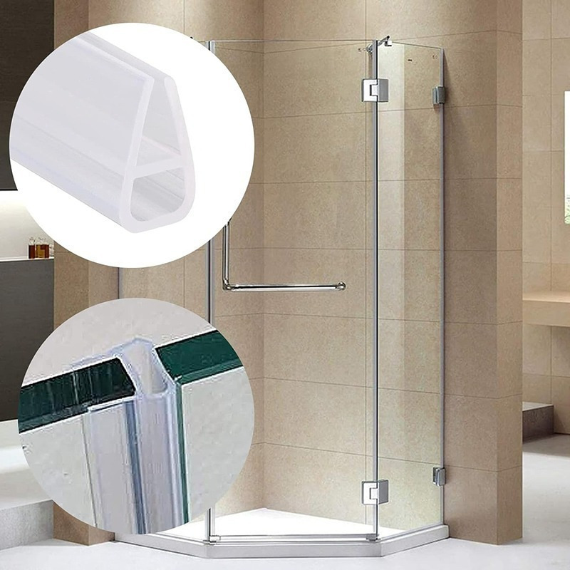 

Flexible 6.5ft Shower Door Seal Strip - Transparent U-shape, Leak-proof For Frameless Glass Doors, Fits 4-6mm Thickness