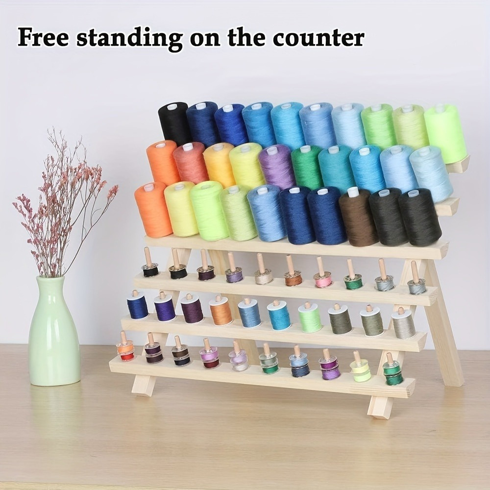 

Versatile 60-spool Wooden Thread Organizer - Perfect For Sewing, Embroidery & Baking Supplies Storage, Available With/without Hooks, Ideal Gift For Crafters