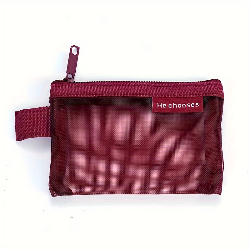 Image of Pouch A Pouch, Storage Pouch, Single-piece Mini Solid-color Mesh Zipper Bag, Multi-functional Handbag, Lightweight Key Pouch